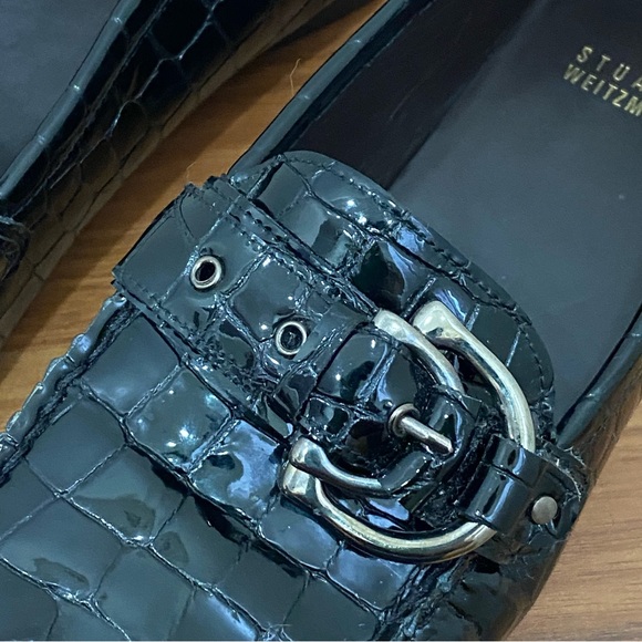 STUART WEITZMAN CIBW 40351 Black Croc Patent Leather Buckle Strap Loafers 8.5M - Picture 14 of 16